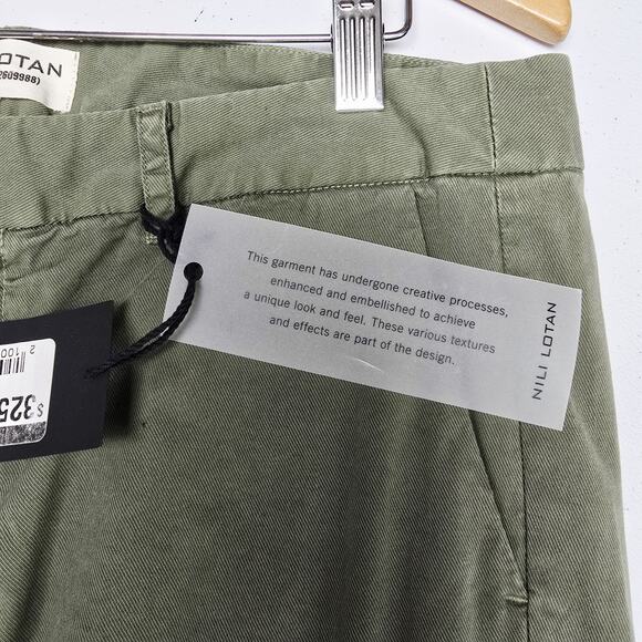 Nili Lotan East Hampton Pant Size 10 Olive Green Raw Hem Chino Straight Leg NWT - Picture 8 of 16